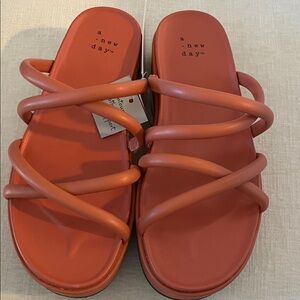 A New Day Women's Apricot Orange Strappy Sandals